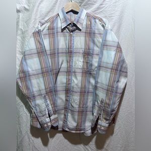 Bugatchi Uomo Mens Long Sleeve Dress Shirt L Bright Plaid